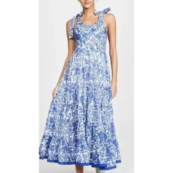 Free People Kikas Printed Maxi Dress in Floral Blue Combo Sz. XS - Picture 3 of 8